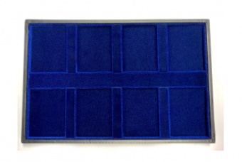 Blue velvet tray for slabs 8 spaces